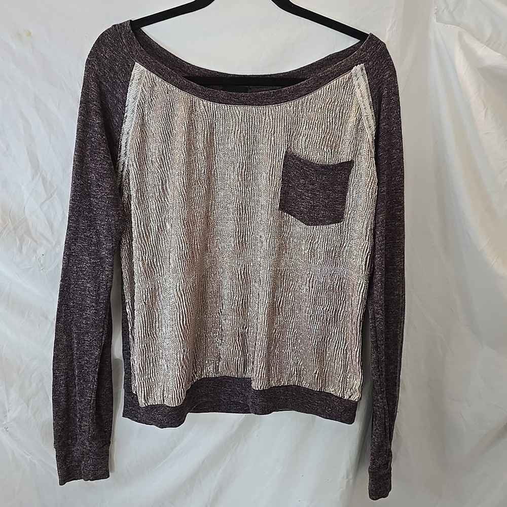 Daytrip Buckle Long‎ Sleeve Shirt Metallic Beaded Accents Women's Size L